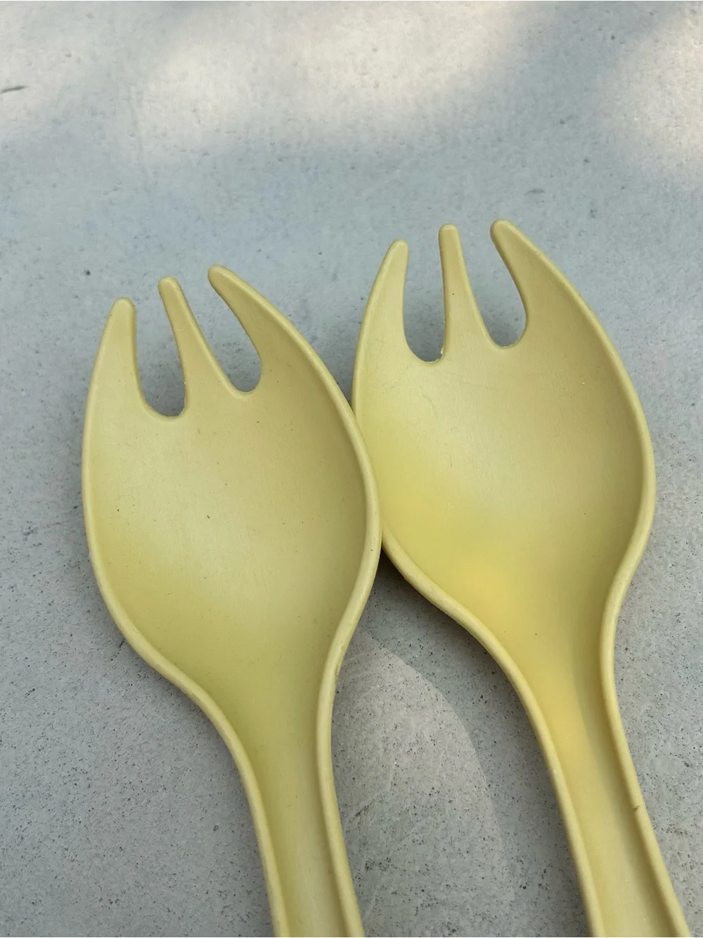 Set of 2 Vintage Tupperware Yellow Salad Forks